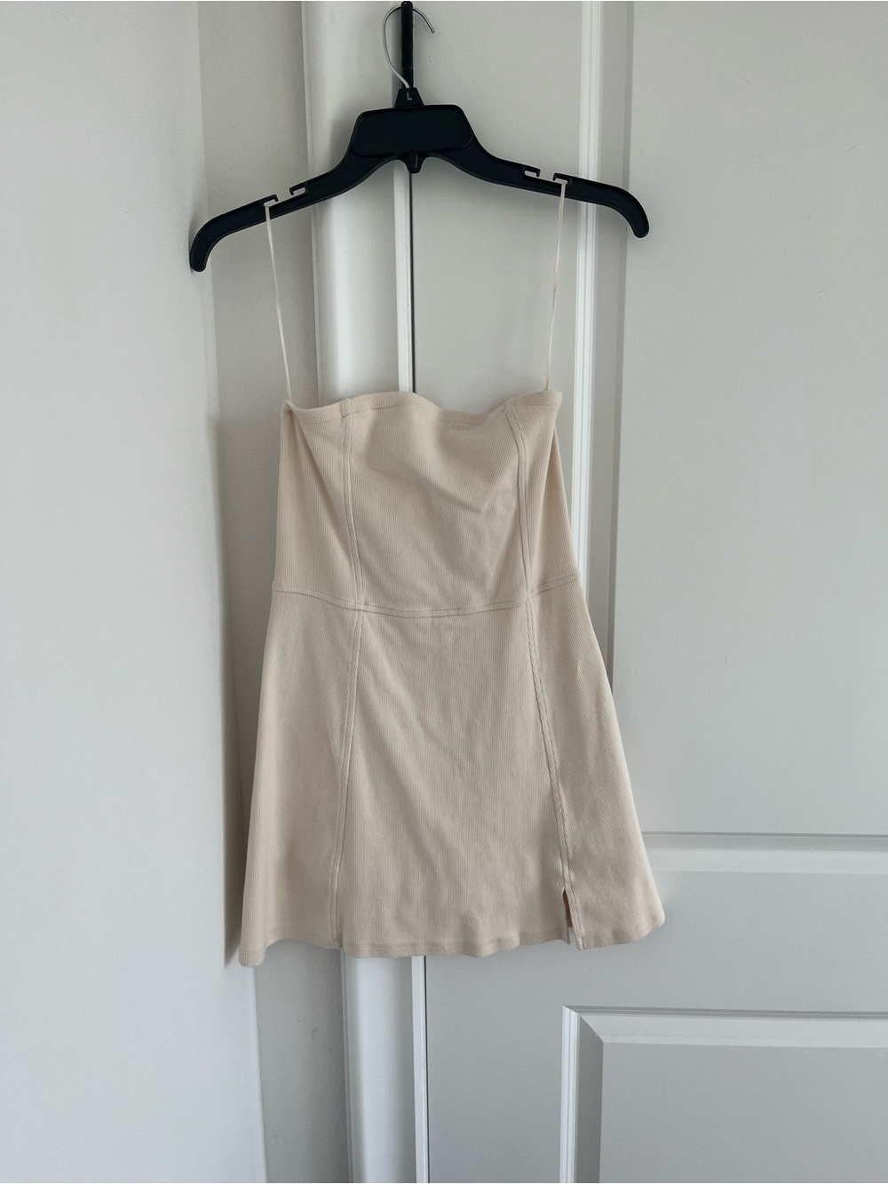 Strapless Cream Mini Dress with Built in Shorts
